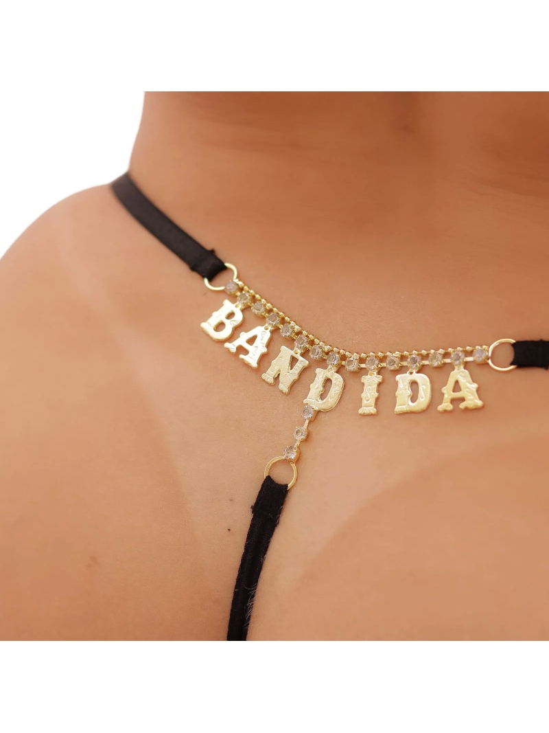 Calcinha Com Strass Personalizada Bandida