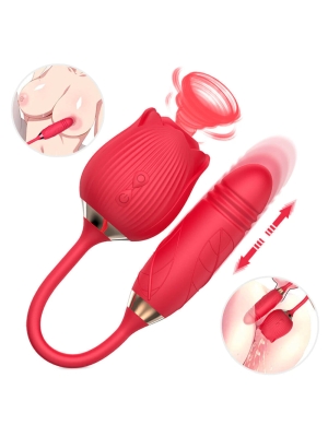 imagem do produto Vibrador Duplo com Rosa Flexível: 20 Modos de Prazer Intenso e Silencioso